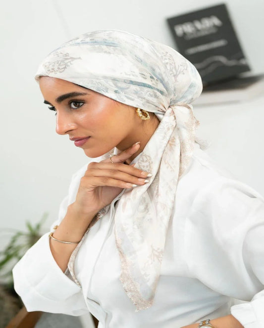 Printed Dubetta x Satin Square Scarf