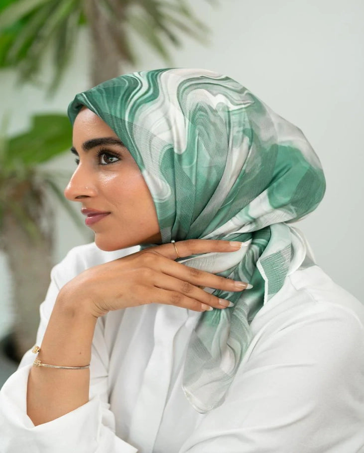 Printed Dubetta x Satin Square Scarf