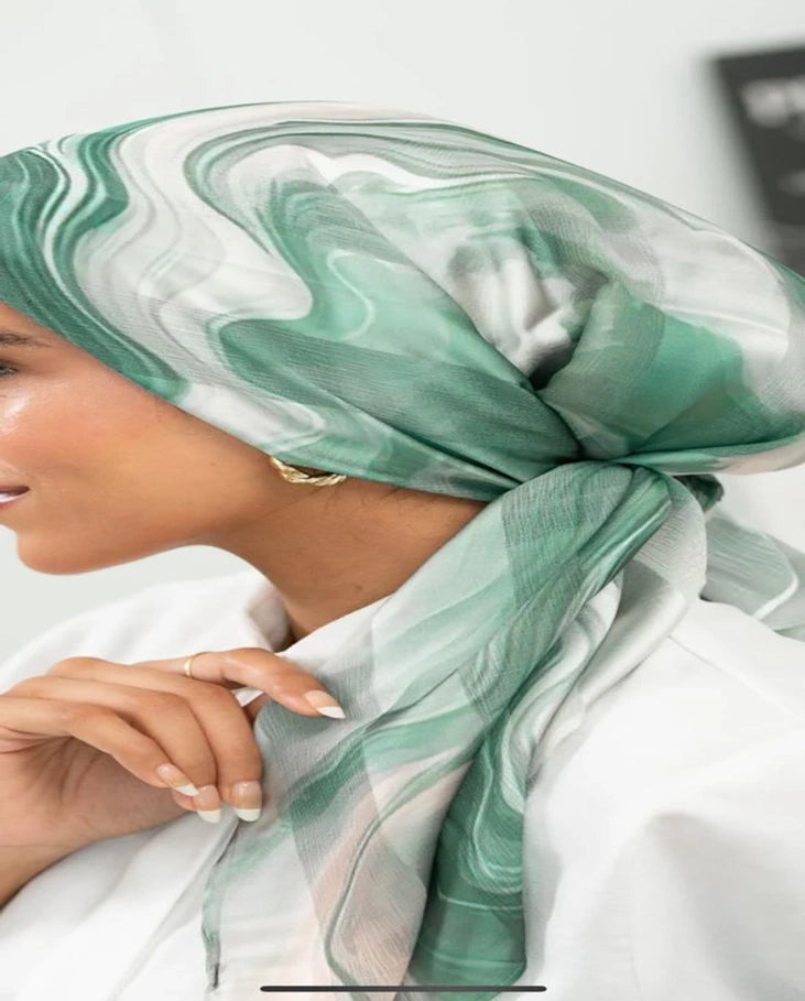 Printed Dubetta x Satin Square Scarf