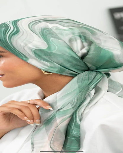 Printed Dubetta x Satin Square Scarf
